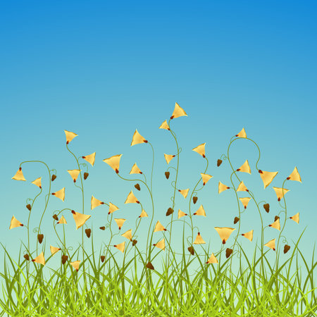 spring flowers field, abstract vector art illustration; image contains transparencyのイラスト素材