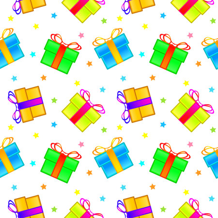 present boxes pattern, abstract seamless texture; vector art illustrationのイラスト素材