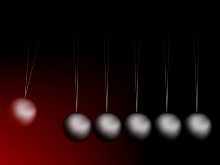 newtons cradle vector, abstract art illustration; image contains transparency and gradient meshesのイラスト素材
