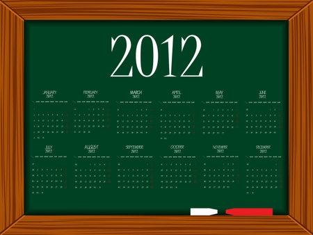 2012 calendar on school board, abstract vector art illustrationのイラスト素材