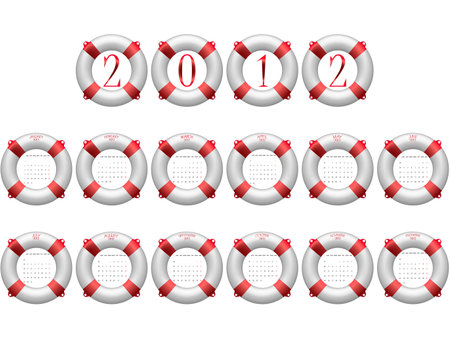 2012 life buoy calendar against white background, abstract vector art illustrationのイラスト素材