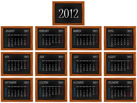 calendar 2012 on wooden frames over white background, abstract vector art illustrationのイラスト素材