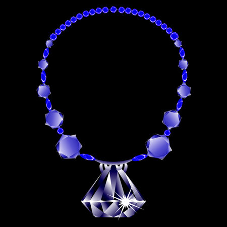 diamonds necklace against black backgroundのイラスト素材