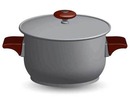 stainless steel pan against white backgroundのイラスト素材