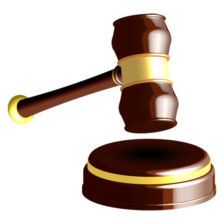 wooden gavel  against white backgroundのイラスト素材