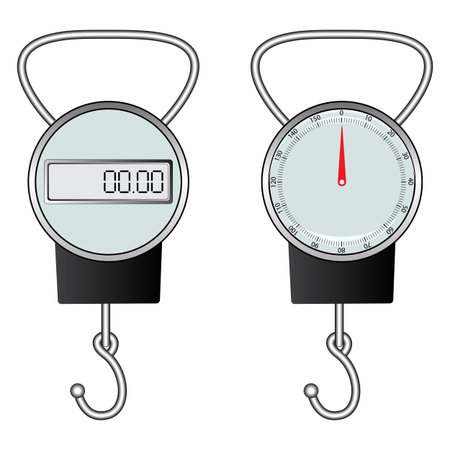 classic and digital hook scale against white background, abstract vector art illustrationのイラスト素材