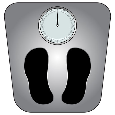 classic bathroom scale against white background, abstract vector art illustration