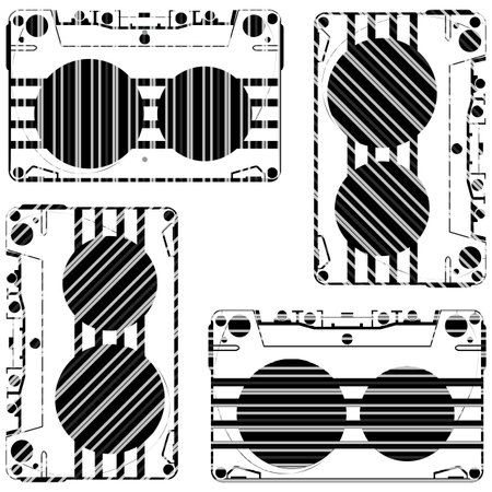 striped audio tapes against white background, abstract vector art illustrationのイラスト素材