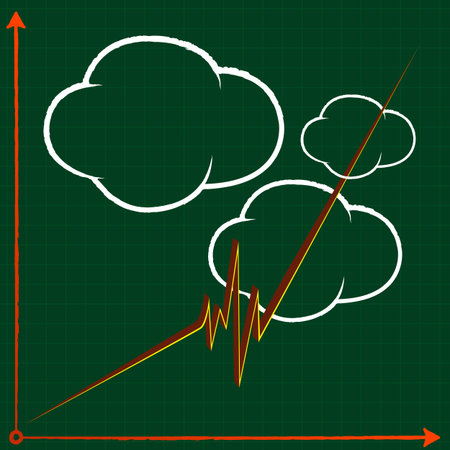 3d graph and clouds, abstract  art illustrationのイラスト素材