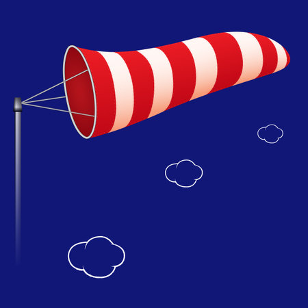 airport windsock against cloudy background, abstract art illustration, image contains transparencyのイラスト素材