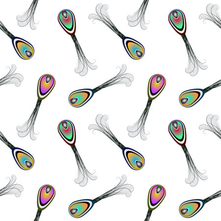 peacock feathers pattern, abstract seamless texture,  art illustrationのイラスト素材