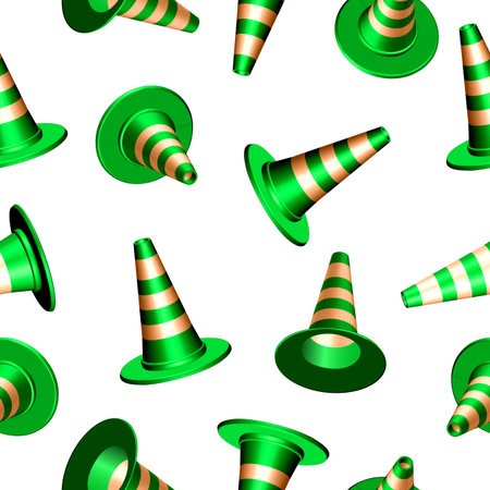 traffic cones with round base texture, abstract seamless pattern,  art illustrationのイラスト素材