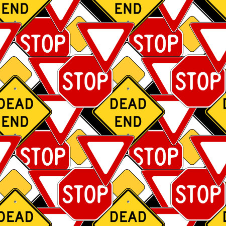 traffic signs pattern, abstract seamless texture, art illustrationのイラスト素材