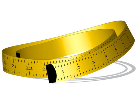 yellow measuring tape against white background, vector art illustrationのイラスト素材