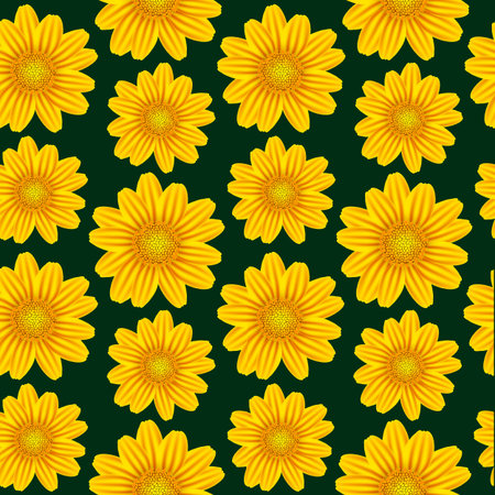 yellow chamomile pattern, abstract seamless texture; vector art illustration; image contains...