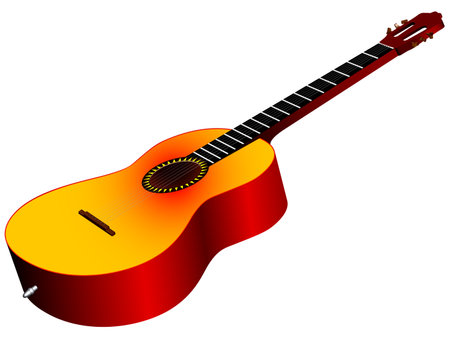 3d acoustic guitar against white background, vector art illustrationのイラスト素材
