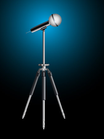 microphone for karaoke on tripod, abstract vector art illustration; image contains transparencyのイラスト素材