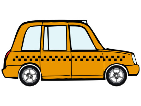 taxi car with alloy wheels against white background, abstract vector art illustrationのイラスト素材