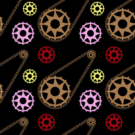 bike mechanic pattern, abstract seamless texture; vector art illustrationのイラスト素材
