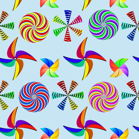 wind mills pattern, abstract seamless texture; vector art illustrationのイラスト素材