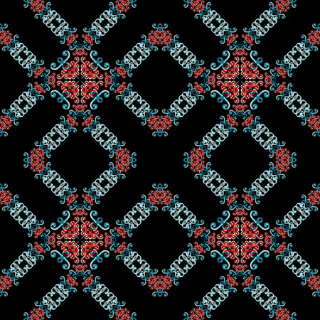 geometric curly pattern, abstract seamless texture; vector art illustration