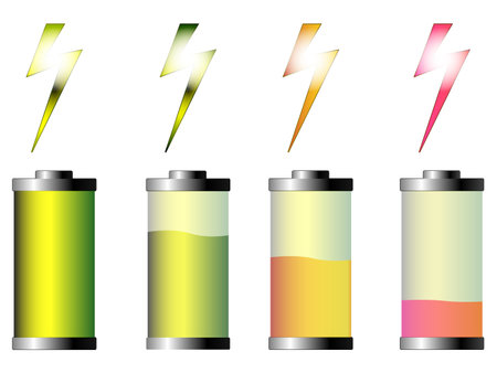 glossy battery icons against white background, abstract vector art illustration; image contains transparencyのイラスト素材