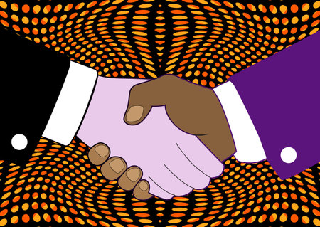 pop art vintage hand shake, abstract vector art illustrationのイラスト素材