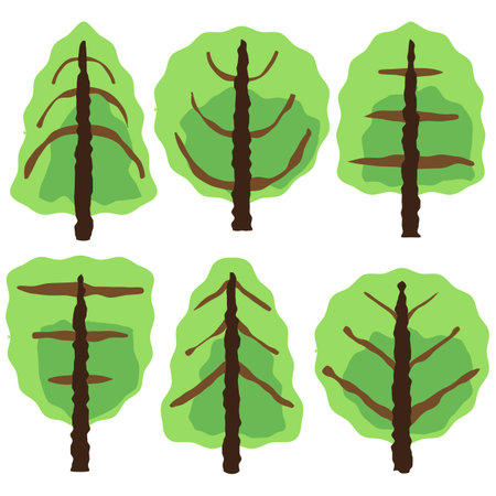 trees against white background, abstract art illustrationのイラスト素材