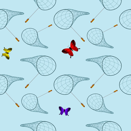 butterfly net pattern, abstract seamless texture, vector art illustrationのイラスト素材