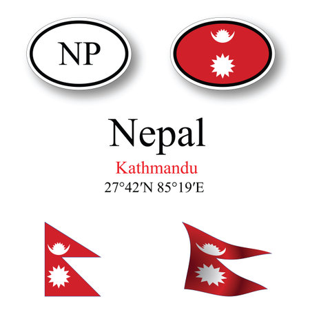 nepal icons set against white background, abstract vector art illustration, image contains transparencyのイラスト素材