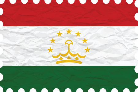 wrinkled paper tajikistan stamp, abstract vector art illustration, image contains transparencyのイラスト素材