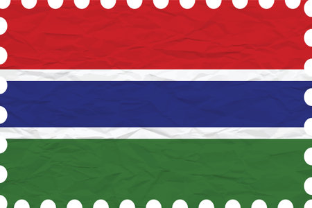 wrinkled paper gambia stamp, abstract vector art illustration, image contains transparencyのイラスト素材