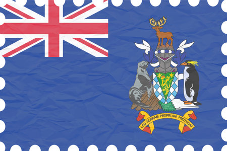 wrinkled paper south georgia and the south sandwich islands stamp, abstract vector art illustration, image contains transparencyのイラスト素材