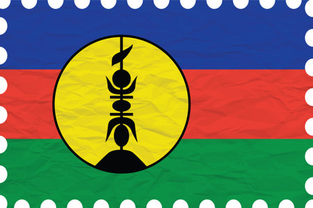 wrinkled paper new caledonia stamp, abstract vector art illustration, image contains transparencyのイラスト素材