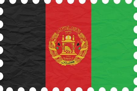 wrinkled paper afghanistan stamp, abstract vector art illustration, image contains transparencyのイラスト素材