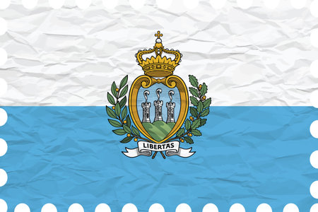 wrinkled paper san marino stamp, abstract vector art illustration, image contains transparencyのイラスト素材