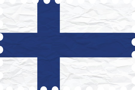 wrinkled paper finland stamp, abstract vector art illustration, image contains transparencyのイラスト素材