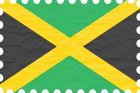 wrinkled paper jamaica stamp, abstract vector art illustration, image contains transparencyのイラスト素材