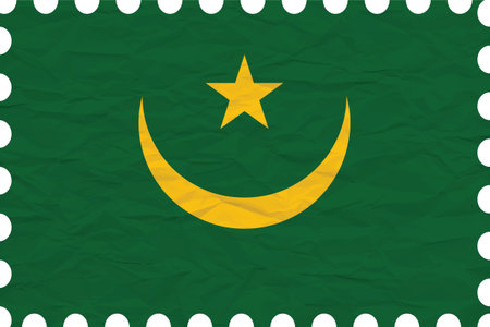 wrinkled paper mauritania stamp, abstract vector art illustration, image contains transparencyのイラスト素材