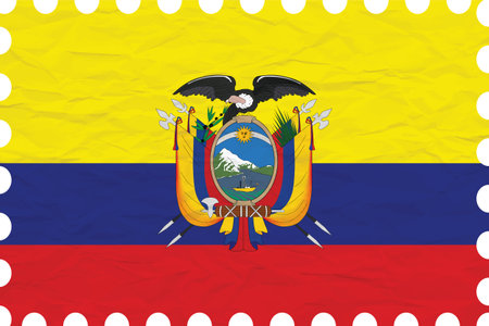 wrinkled paper ecuador stamp, abstract vector art illustration, image contains transparencyのイラスト素材