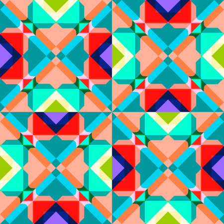squares and triangles retro pattern, abstract seamless texture, vector art illustrationのイラスト素材
