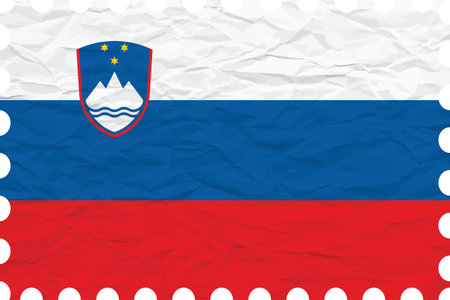 wrinkled paper slovenia stamp, abstract vector art illustration, image contains transparencyのイラスト素材