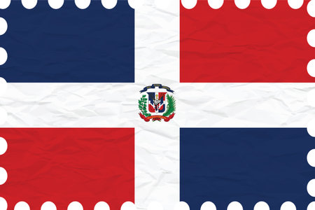 wrinkled paper dominican republic stamp, abstract vector art illustration, image contains transparencyのイラスト素材