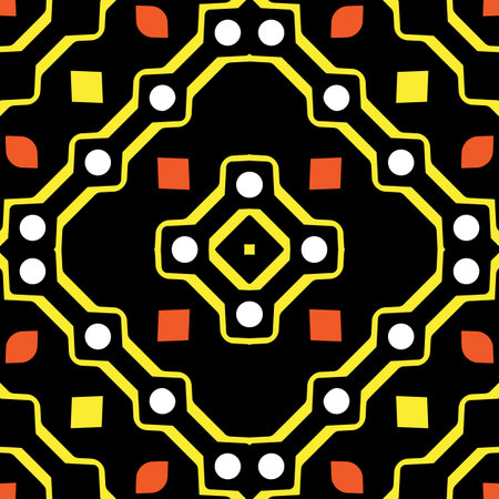 seamless texture with circles, stripes and oranges, abstract pattern, vector art illustrationのイラスト素材