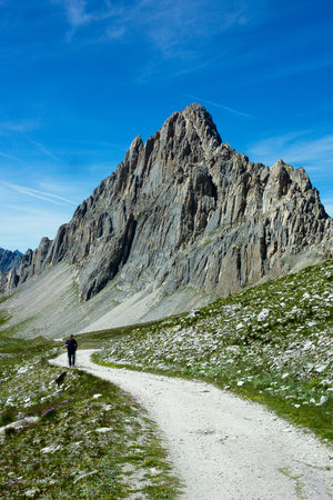 At the foot of the imposing cliffs of the mountain  Rocca la Meja の写真素材