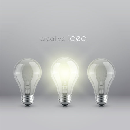 creative idea solution symbol with burning light bulbのイラスト素材