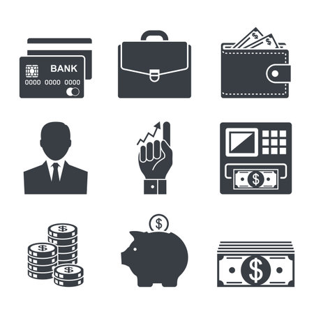 business, money and finance icon vector setのイラスト素材