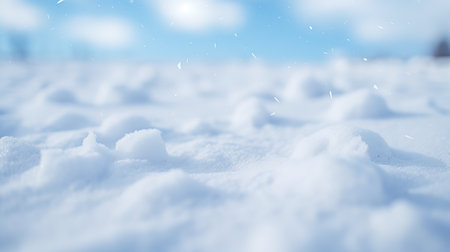 Winter snow on blurred backgroundの素材