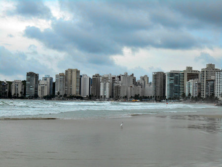 Pitangueiras Beach, in Guaruja, SÃ£o Paulo coastの写真素材