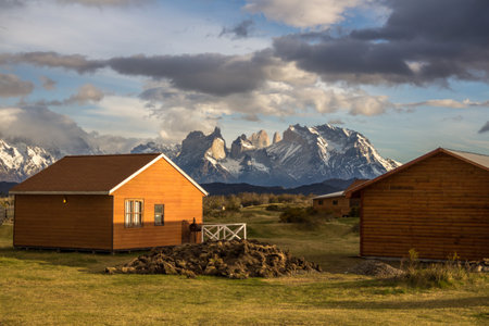 Cabins - Torres del Paine Chileのeditorial素材